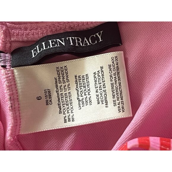 Ellen Tracy Swimsuit Orange Pink Striped Sz 6 One Piece Ruched Lined Padded Cups - Picture 13 of 15